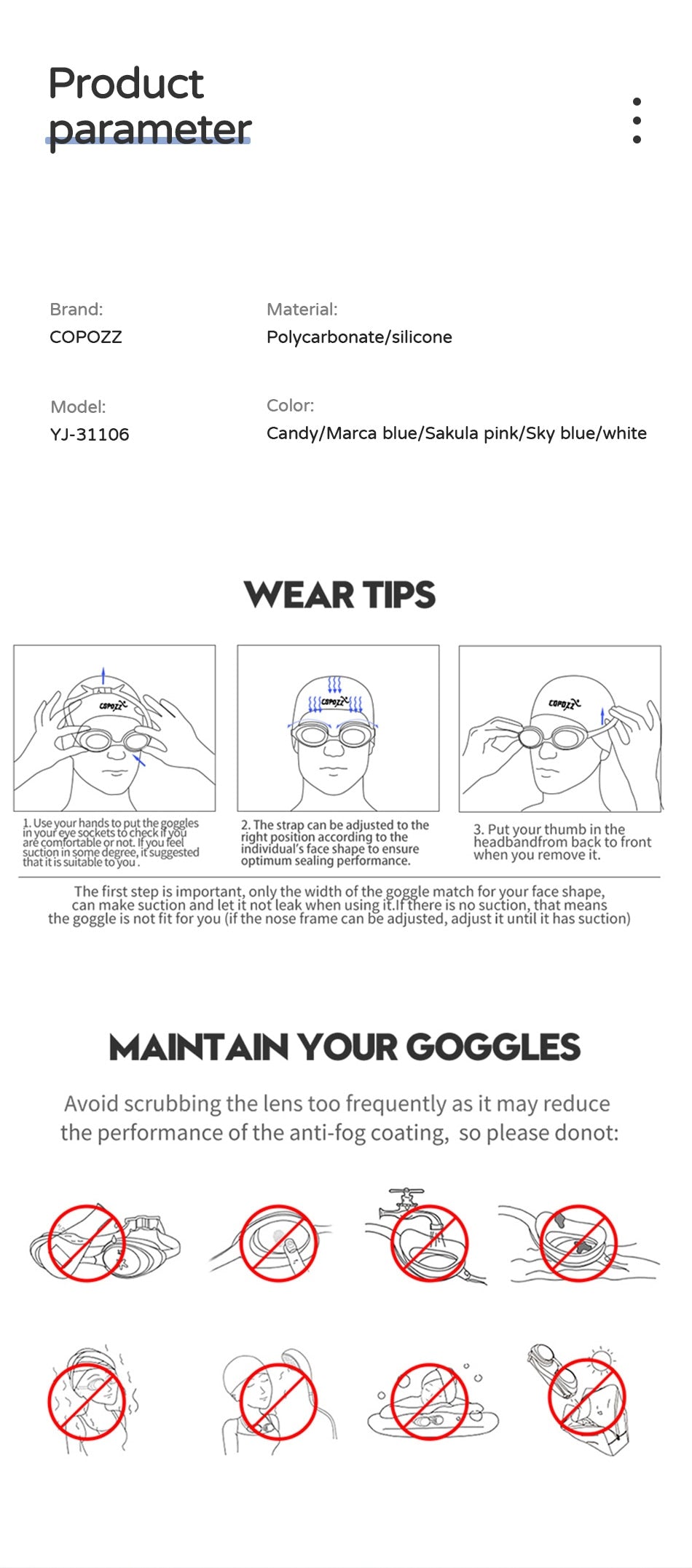 Kids Swimming Glasses Big Frame Anti-Fog  Swim Eyewear Silicone Diving - KiwisLove