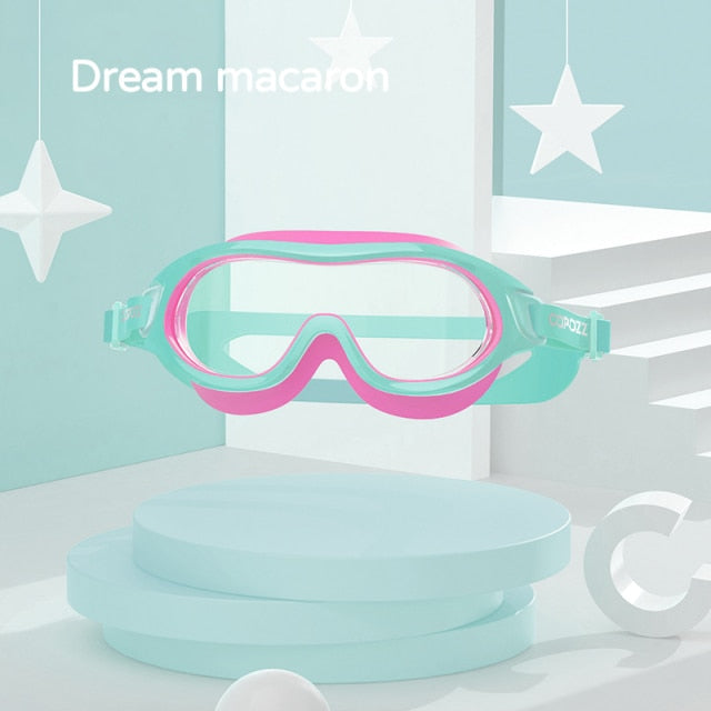 Kids Swimming Glasses Big Frame Anti-Fog  Swim Eyewear Silicone Diving - KiwisLove