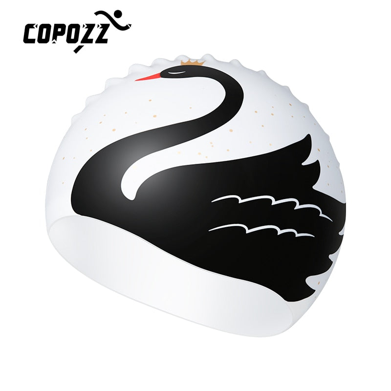 Pattern Adult Swimming Caps Men Women Long Hair Waterproof Silicone - KiwisLove