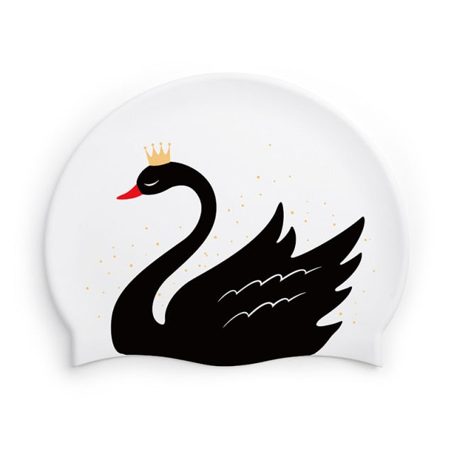 Pattern Adult Swimming Caps Men Women Long Hair Waterproof Silicone - KiwisLove