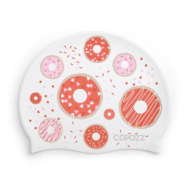 Pattern Adult Swimming Caps Men Women Long Hair Waterproof Silicone - KiwisLove