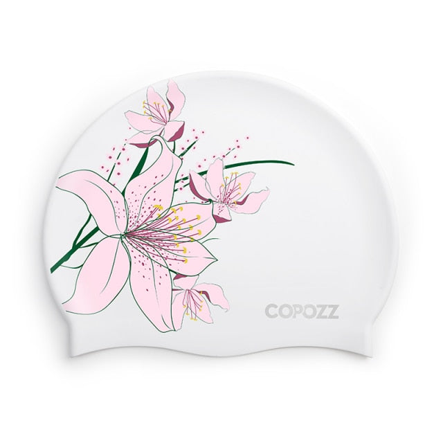 Pattern Adult Swimming Caps Men Women Long Hair Waterproof Silicone - KiwisLove