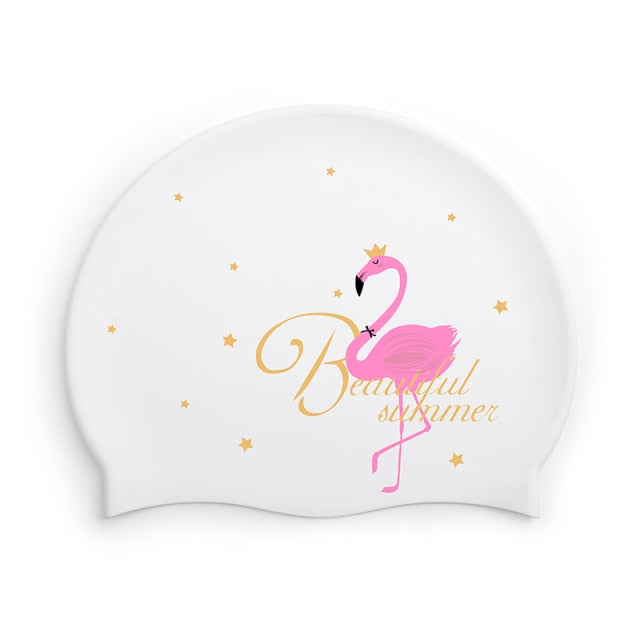 Pattern Adult Swimming Caps Men Women Long Hair Waterproof Silicone - KiwisLove