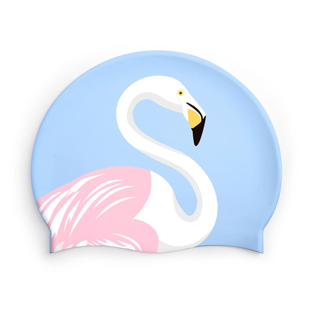 Pattern Adult Swimming Caps Men Women Long Hair Waterproof Silicone - KiwisLove