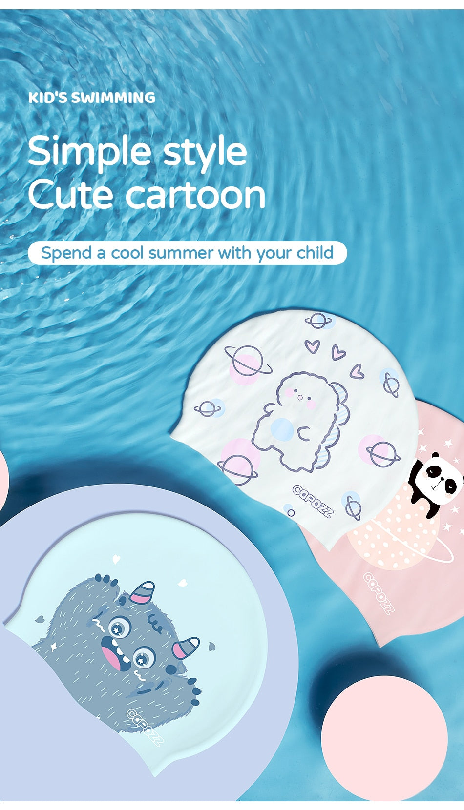 Copozz Swimming Caps High Elastic Lovely Kids Cartoon - KiwisLove