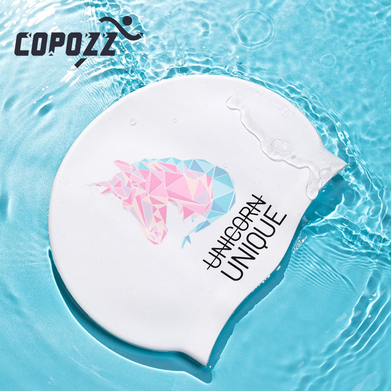 COPOZZ Unisex Swim Caps Waterproof Silicone Swimming Hat - KiwisLove