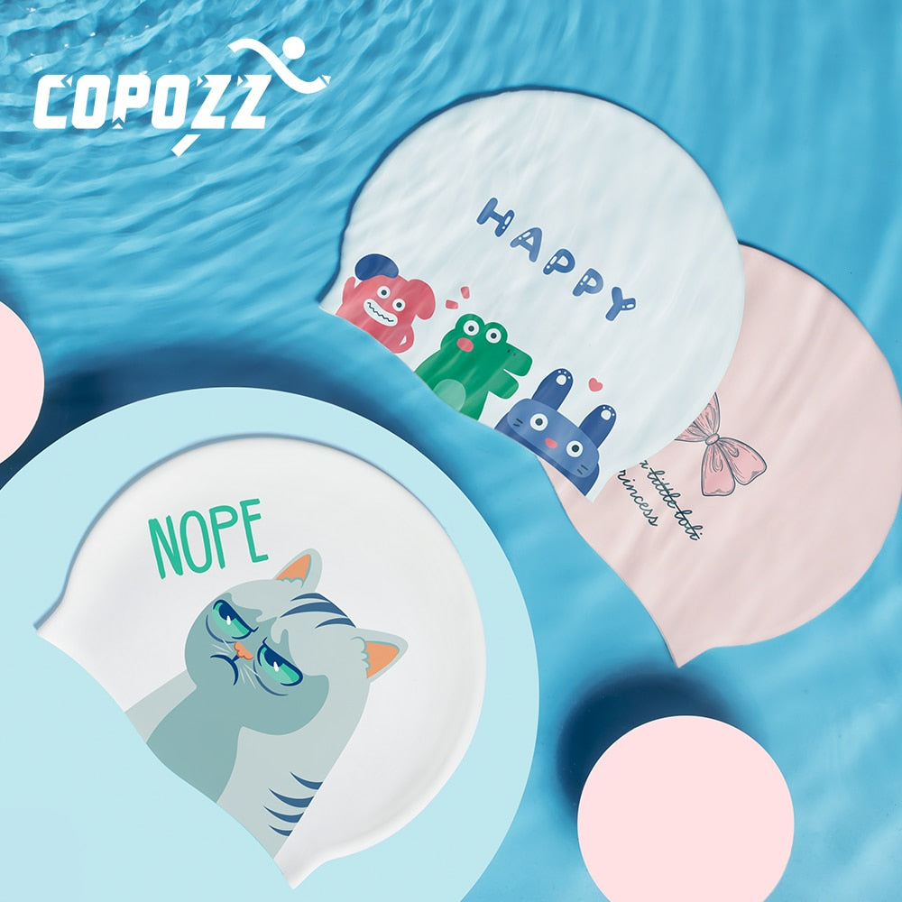 COPOZZ Unisex Swim Caps Waterproof Silicone Swimming Hat - KiwisLove