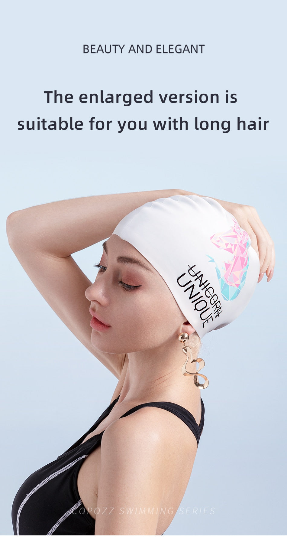 COPOZZ Unisex Swim Caps Waterproof Silicone Swimming Hat - KiwisLove