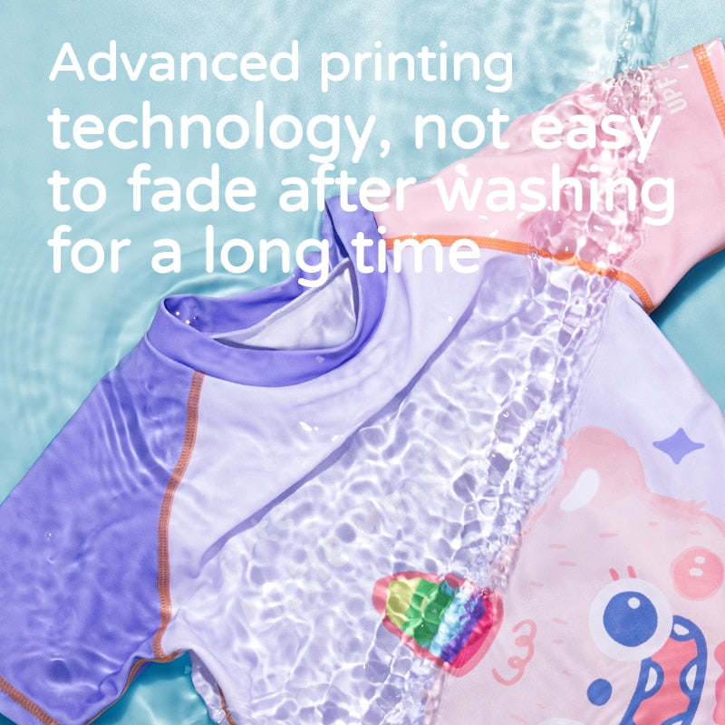 COPOZZ Short Sleeve Swimsuit Boys Girls Swimwear UV 50+ Two-Piece Set - KiwisLove