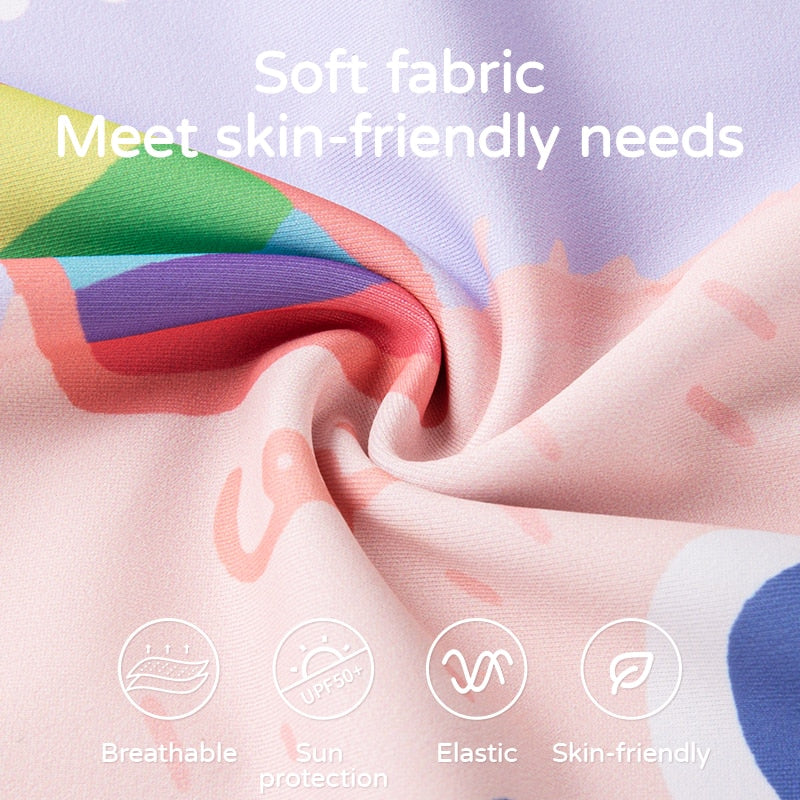 COPOZZ Short Sleeve Swimsuit Boys Girls Swimwear UV 50+ Two-Piece Set - KiwisLove