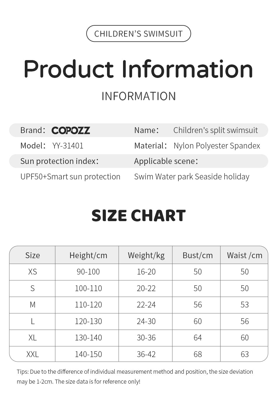 COPOZZ Short Sleeve Swimsuit Boys Girls Swimwear UV 50+ Two-Piece Set - KiwisLove