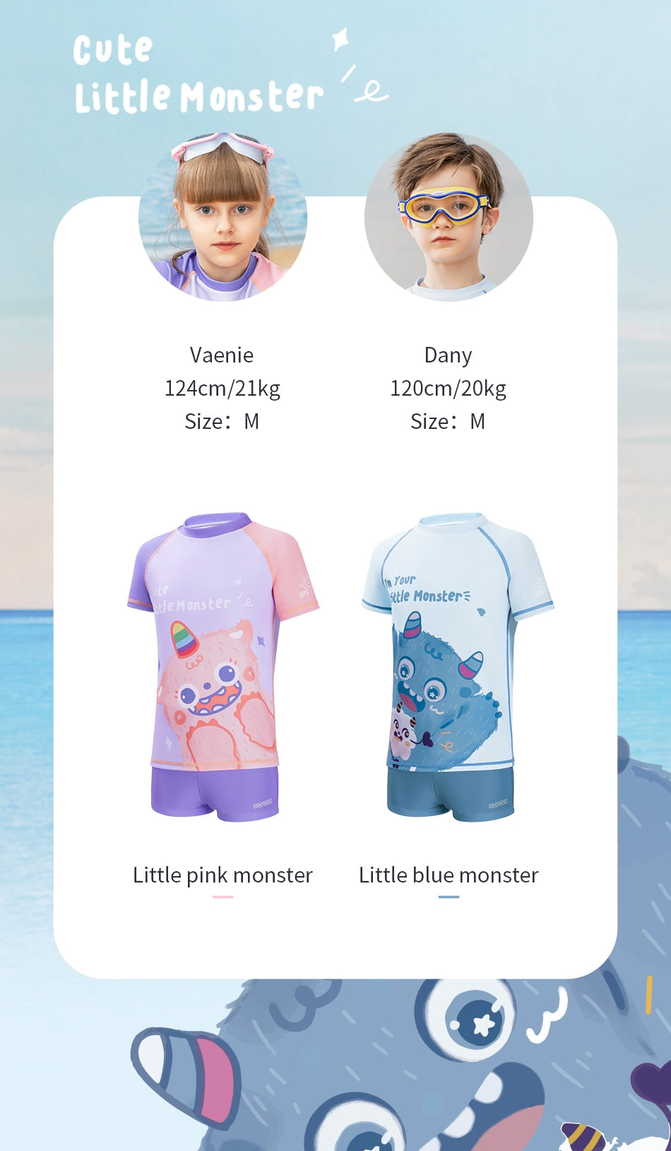 COPOZZ Short Sleeve Swimsuit Boys Girls Swimwear UV 50+ Two-Piece Set - KiwisLove