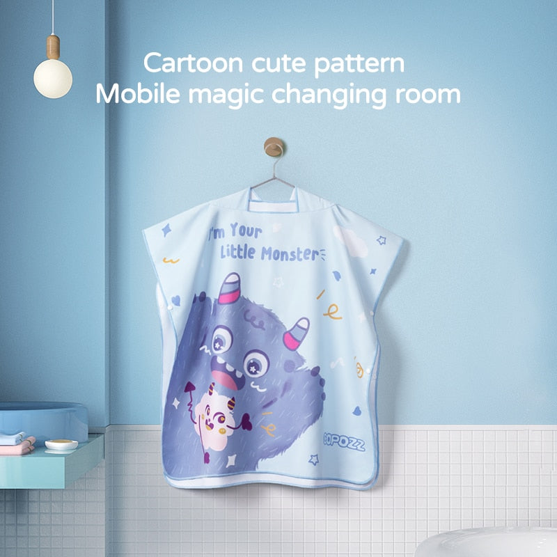 Poncho Girls Beach Towel Hooded Cloak  Microfiber Kids Bath Towel Pool Robes - KiwisLove