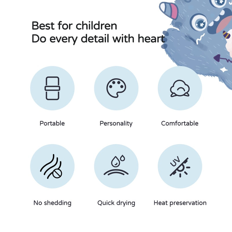 Poncho Girls Beach Towel Hooded Cloak  Microfiber Kids Bath Towel Pool Robes - KiwisLove