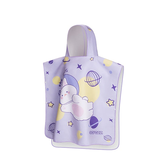 Poncho Girls Beach Towel Hooded Cloak  Microfiber Kids Bath Towel Pool Robes - KiwisLove