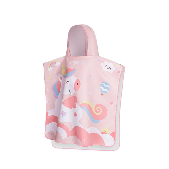 Poncho Girls Beach Towel Hooded Cloak  Microfiber Kids Bath Towel Pool Robes - KiwisLove