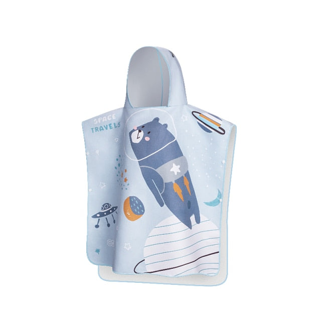 Poncho Girls Beach Towel Hooded Cloak  Microfiber Kids Bath Towel Pool Robes - KiwisLove
