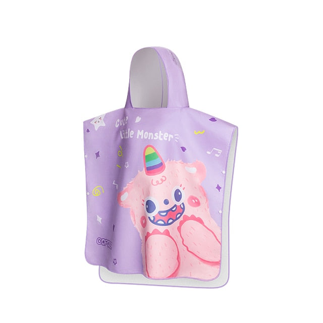 Poncho Girls Beach Towel Hooded Cloak  Microfiber Kids Bath Towel Pool Robes - KiwisLove