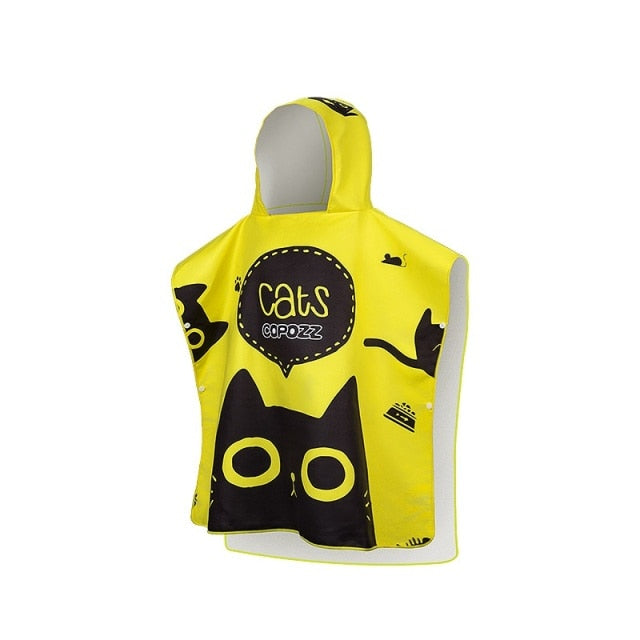 Poncho Girls Beach Towel Hooded Cloak  Microfiber Kids Bath Towel Pool Robes - KiwisLove