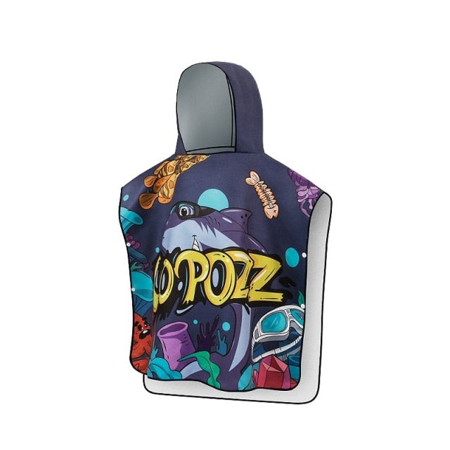 Poncho Girls Beach Towel Hooded Cloak  Microfiber Kids Bath Towel Pool Robes - KiwisLove