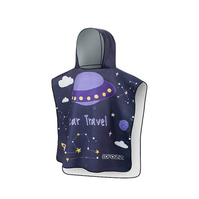 Poncho Girls Beach Towel Hooded Cloak  Microfiber Kids Bath Towel Pool Robes - KiwisLove