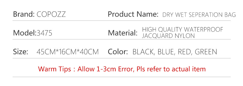 COPOZZ Backpack Large Combo Wet Dry Separation Swimming Waterproof - KiwisLove