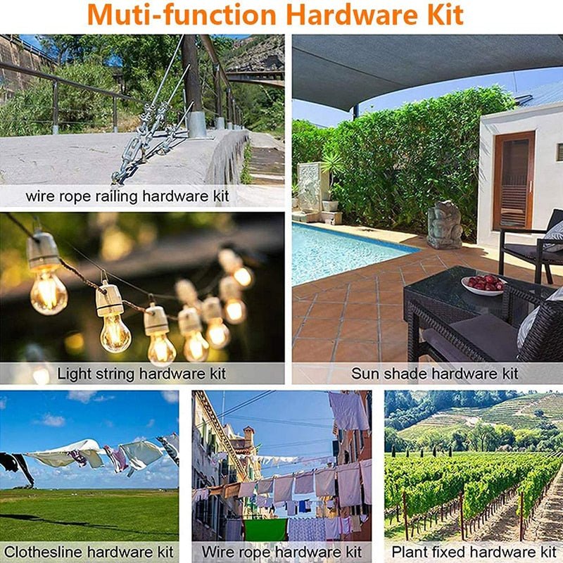 56PCS/Set 30m Transparent Stainless Steel  PVC Coated Wire Rope Cable - KiwisLove