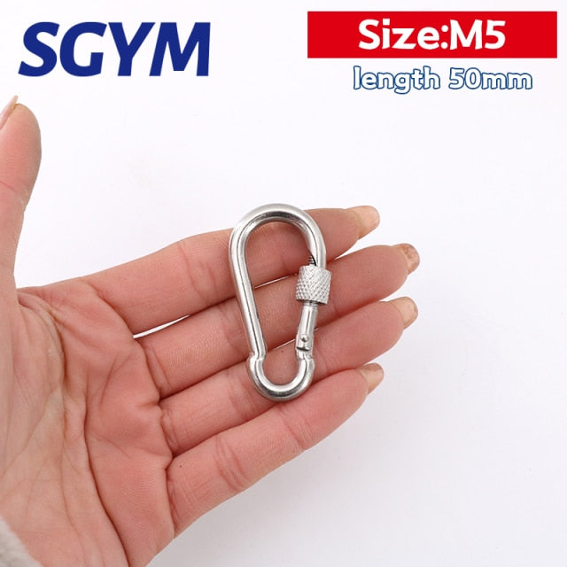 5pcs 304 Stainless Steel  Carabiner Carbine Snap Hook Locker Key-Lock - KiwisLove