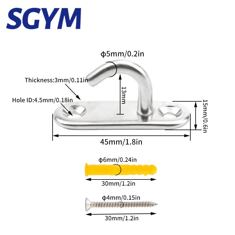 4pcs Ceiling Wall M5 Screw Mount Hook Hangers Pad Eye Straps Tie Down - KiwisLove