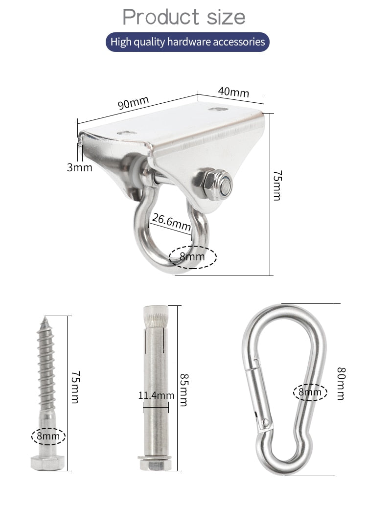 304 Stainless Steel Heavy Duty Swing Fixed Buckles Hook Hanger Set - KiwisLove