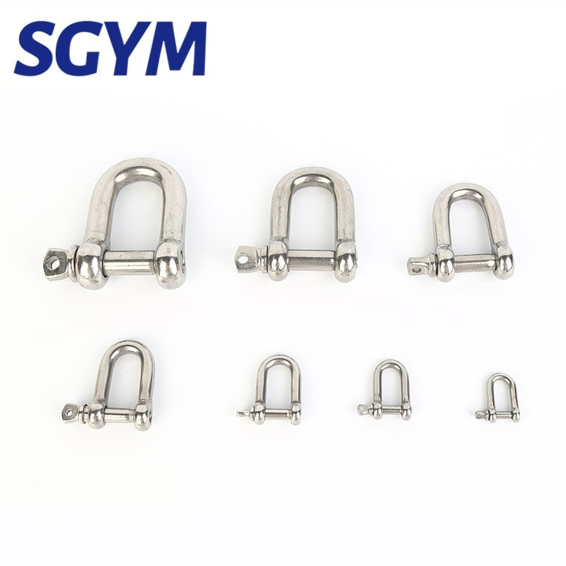 M4 M5 M6 M8 M10 M12 M14 M16 Straight D Shackle Short Stainless Steel  Breaking D Rigging Shackle Hooks boat rigging hardware - KiwisLove