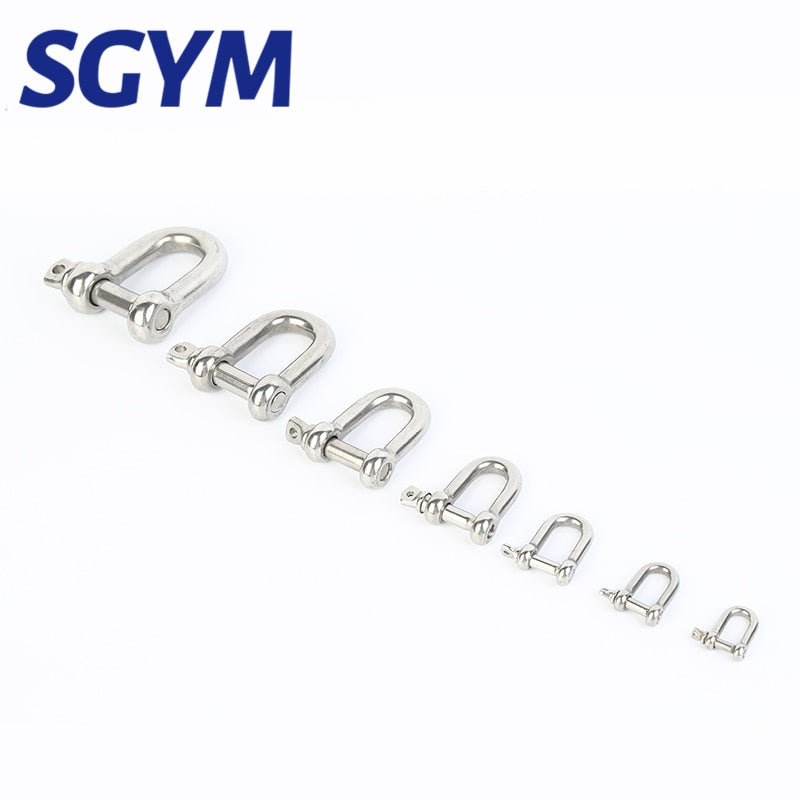 M4 M5 M6 M8 M10 M12 M14 M16 Straight D Shackle Short Stainless Steel  Breaking D Rigging Shackle Hooks boat rigging hardware - KiwisLove