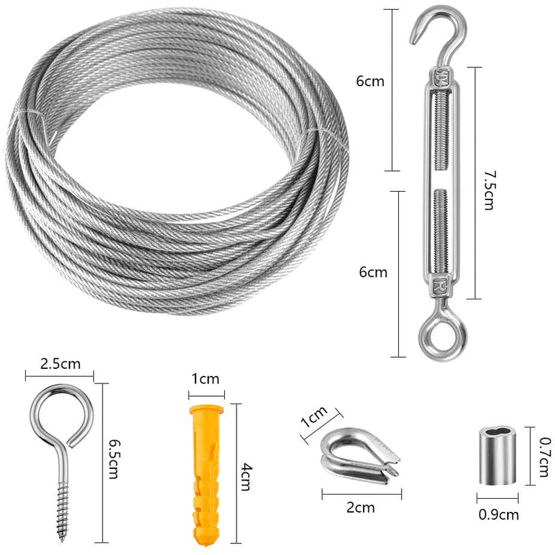 56pcs Garden Wire Picture Wire Rope & Cable Railing Kits (30m  Rope) - KiwisLove