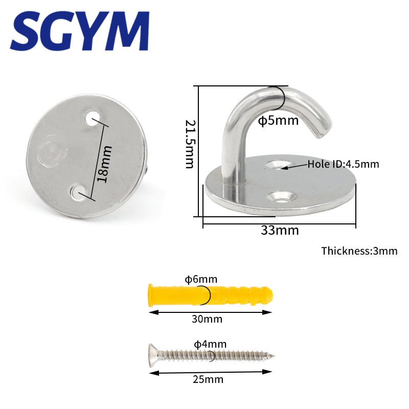 6Pcs Ceiling and Wall Hanging 304 Stainless Steel Eye Hook Plate Buckle - KiwisLove