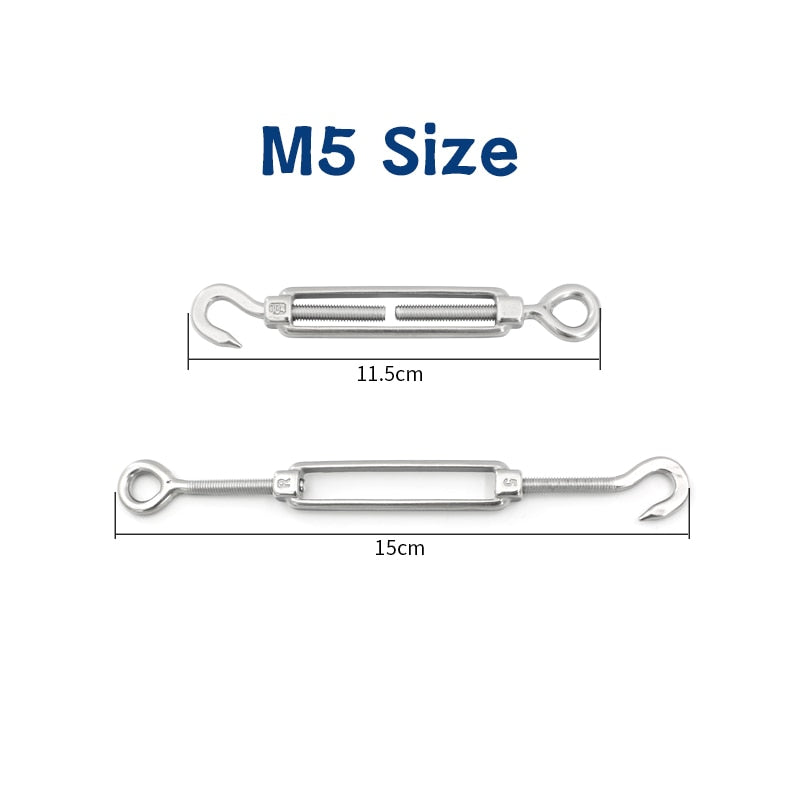 Silver 304 Stainless Steel European Style Hook Eye Turnbuckle  Tensioner - KiwisLove