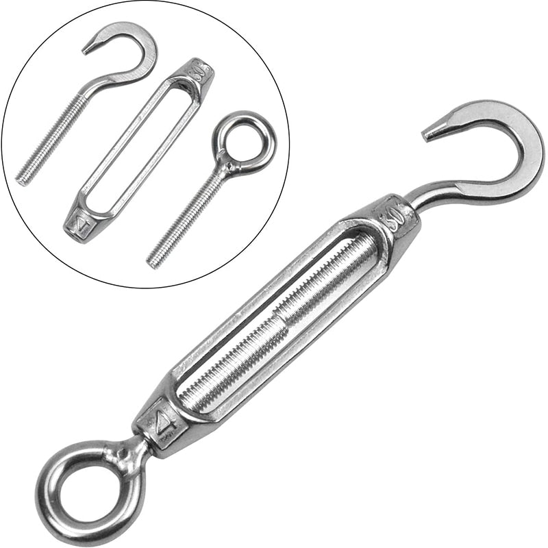 Silver 304 Stainless Steel European Style Hook Eye Turnbuckle  Tensioner - KiwisLove