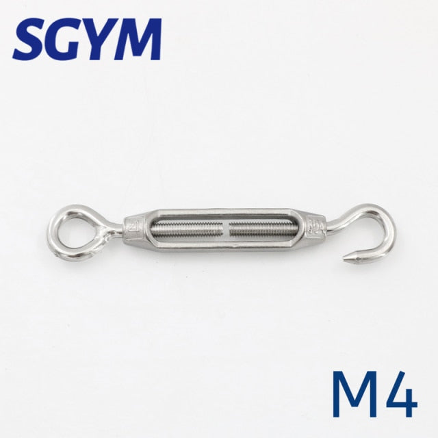 Silver 304 Stainless Steel European Style Hook Eye Turnbuckle  Tensioner - KiwisLove