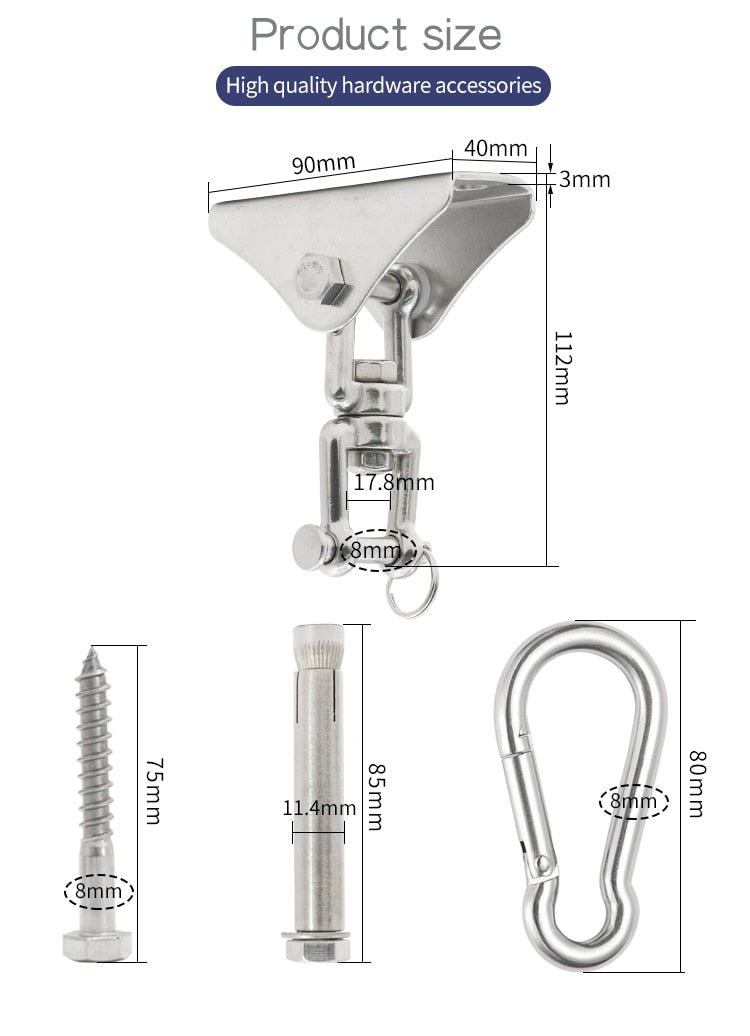 1set 304 Stainless Steel Heavy Duty Swing Fixed Buckles Hook Hanger - KiwisLove