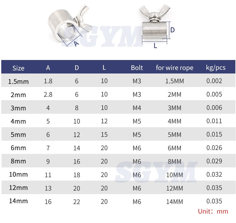 10pcs  304 stainless steel rope manual lock catch fasteners butterfly buckle - KiwisLove