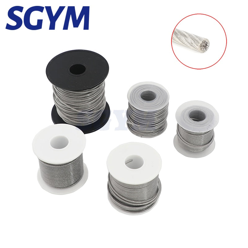 304 Stainless Steel PVC Coated 2mm Wire Rope soft Cable Transparent - KiwisLove