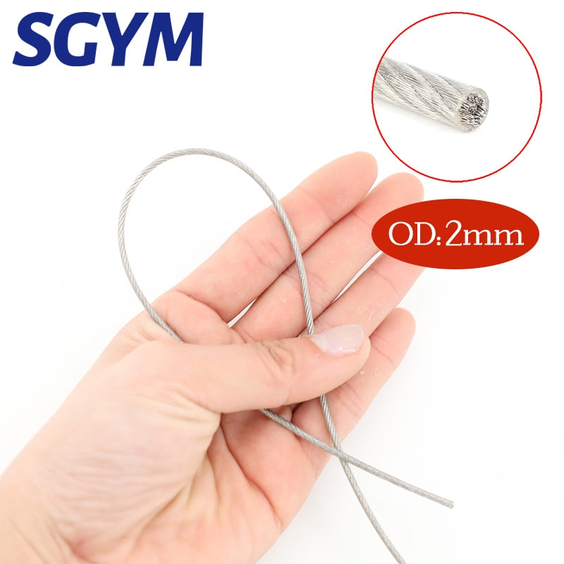 304 Stainless Steel PVC Coated 2mm Wire Rope soft Cable Transparent - KiwisLove