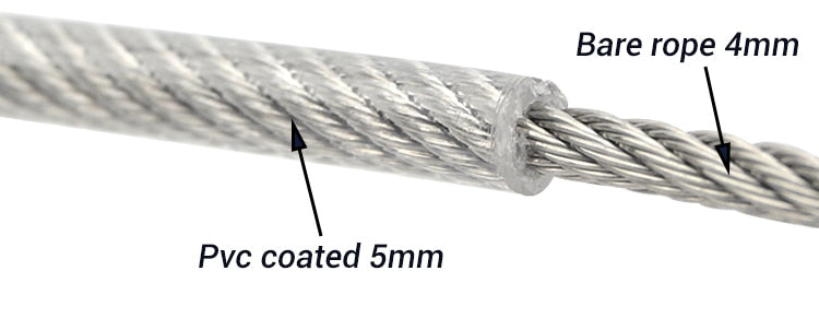 304 Stainless Steel PVC Coated  Wire Rope soft Cable Transparent 5mm - KiwisLove