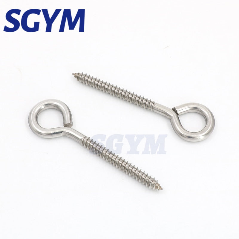 2 Pieces Stainless Steel Eye Shape Screws Metal Hook 4.5 Inch Heavy Duty - KiwisLove