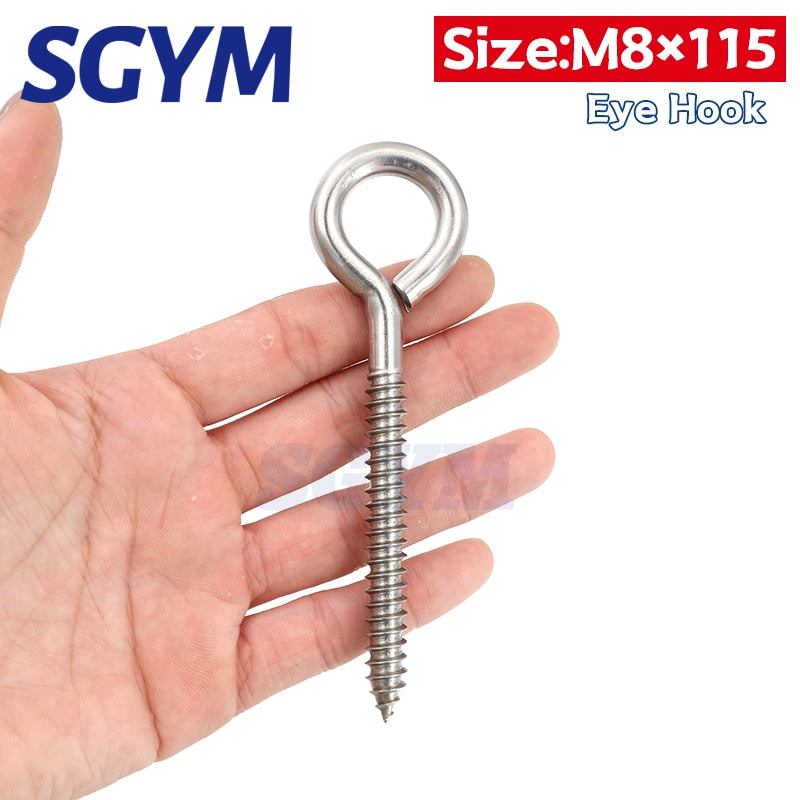 2 Pieces Stainless Steel Eye Shape Screws Metal Hook 4.5 Inch Heavy Duty - KiwisLove