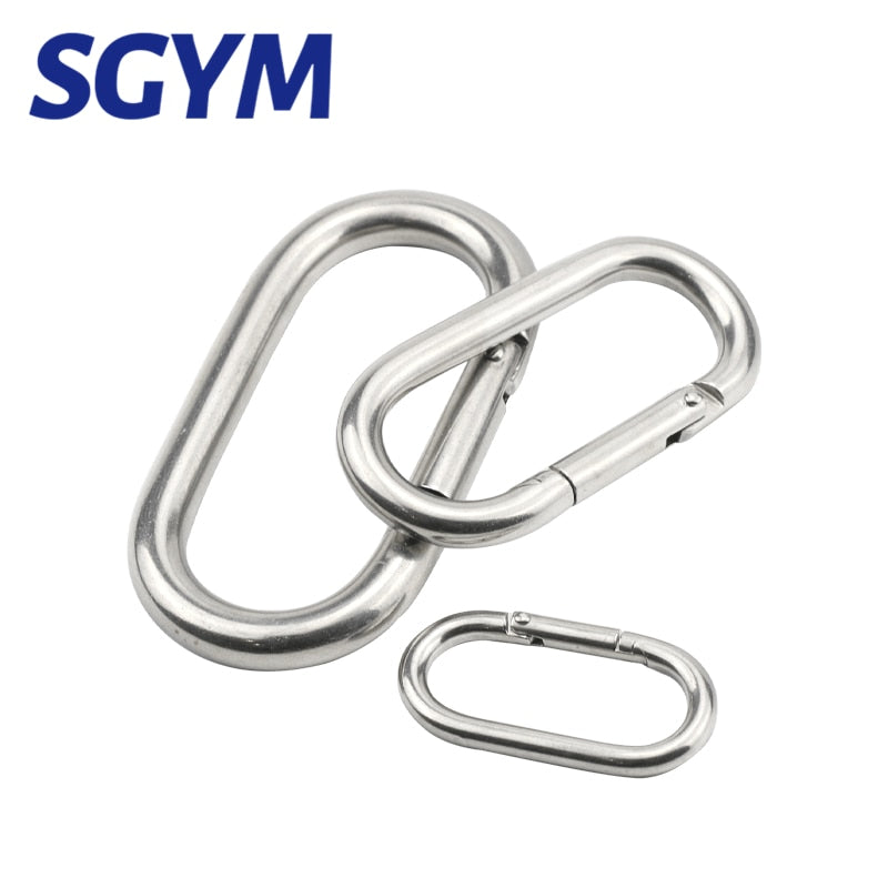 2pcs OVAL Stainless Steel Spring Snap Hook Carabiner Link Lock Ring Hook - KiwisLove