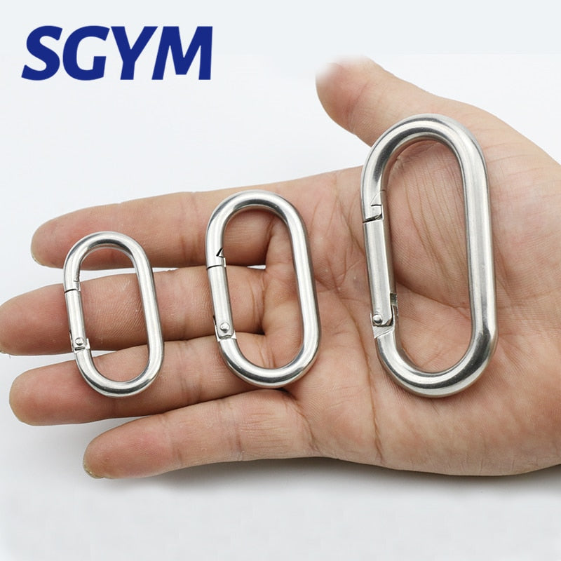 2pcs OVAL Stainless Steel Spring Snap Hook Carabiner Link Lock Ring Hook - KiwisLove