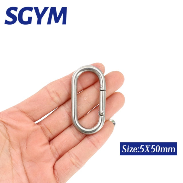 2pcs OVAL Stainless Steel Spring Snap Hook Carabiner Link Lock Ring Hook - KiwisLove