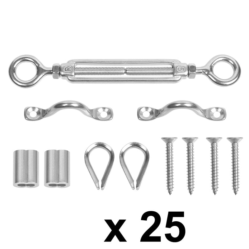 25 sets Cable Railing Kits  Balustrade Kit with Jaw Swage Fork Turnbuckle - KiwisLove