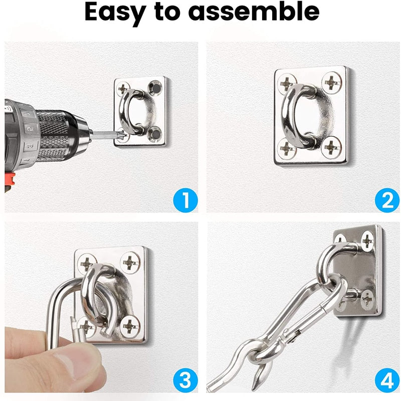 24pcs 304 Stainless Steel Shade Sail set Turnbuckle Pad Eye Carabiner Clip - KiwisLove