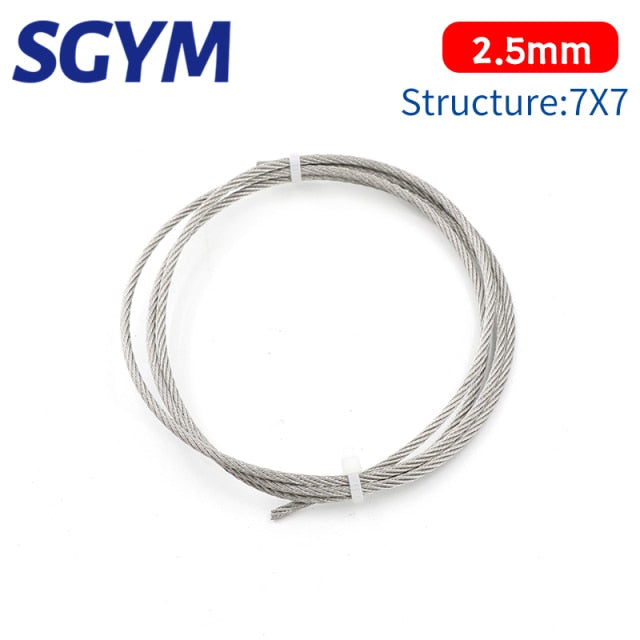 5/10m 304 Stainless Steel Wire Rope Soft Fishing Lifting Cable 7×7/7*19 Clothesline 0.8mm 1mm 1.5mm 2mm 3mm 4mm Aluminum sleeve - KiwisLove